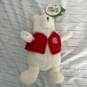 Polar bear with target vest plushie